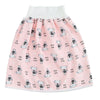 Pink waterproof baby diaper pants with a skirt featuring cute dog patterns for potty training