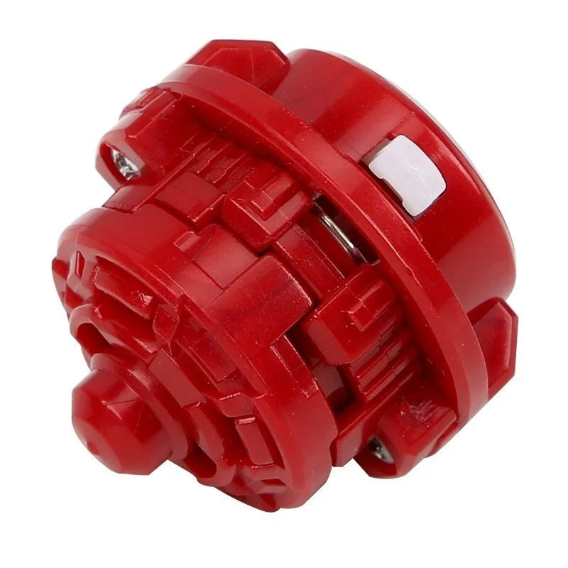 A red gyro driver component used for spinning tops.