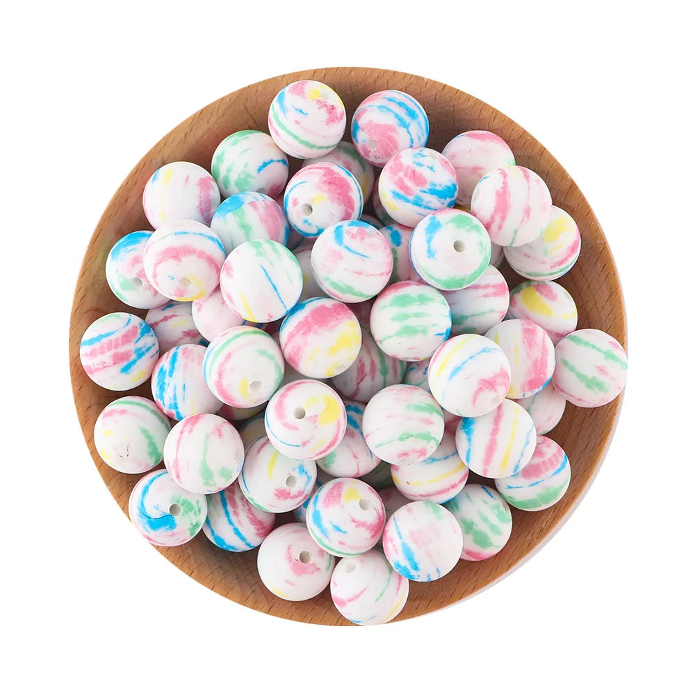 Pink Silicone Round Beads for DIY Jewelry Making