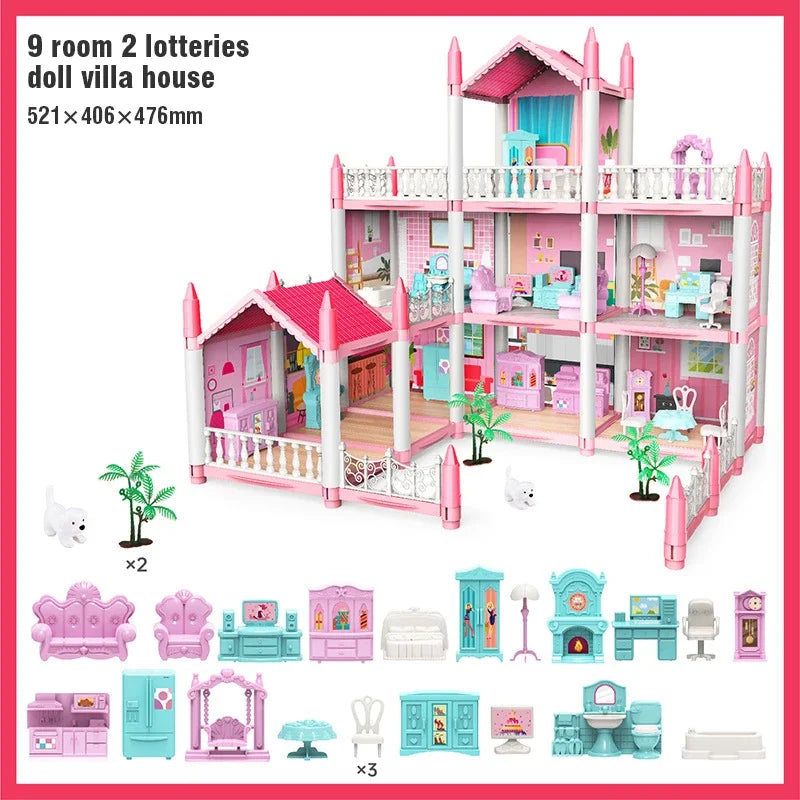Dream Villa Dollhouse Playset with Furniture for Kids