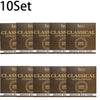 A set of 10 classical guitar strings featuring clear nylon and silver-plated copper wound strings.