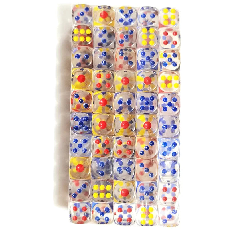 Translucent Acrylic D6 Dice Set – 100 Multicolor Dice for RPG & Board Games