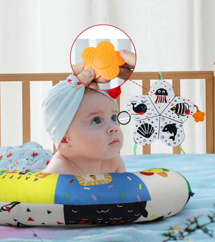 High-Contrast Tummy Time Pillow for Baby Sensory Development