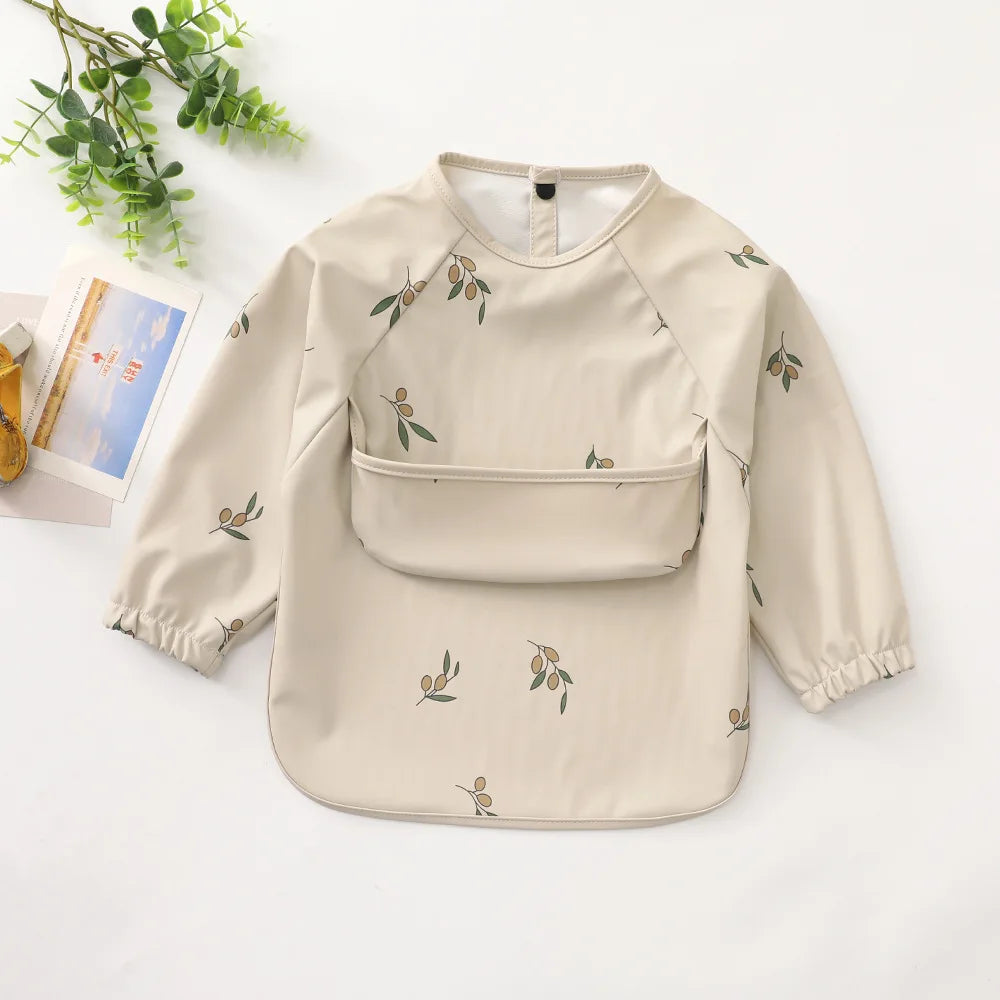 Waterproof Long-Sleeve Art Smock Bib for Toddlers