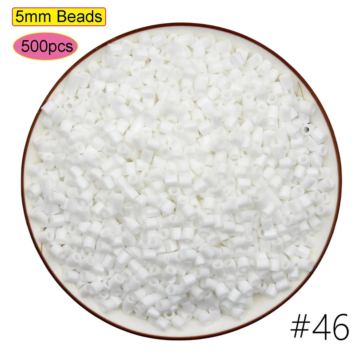 A circular display of white 5mm beads, labeled as #46, for a craft kit.