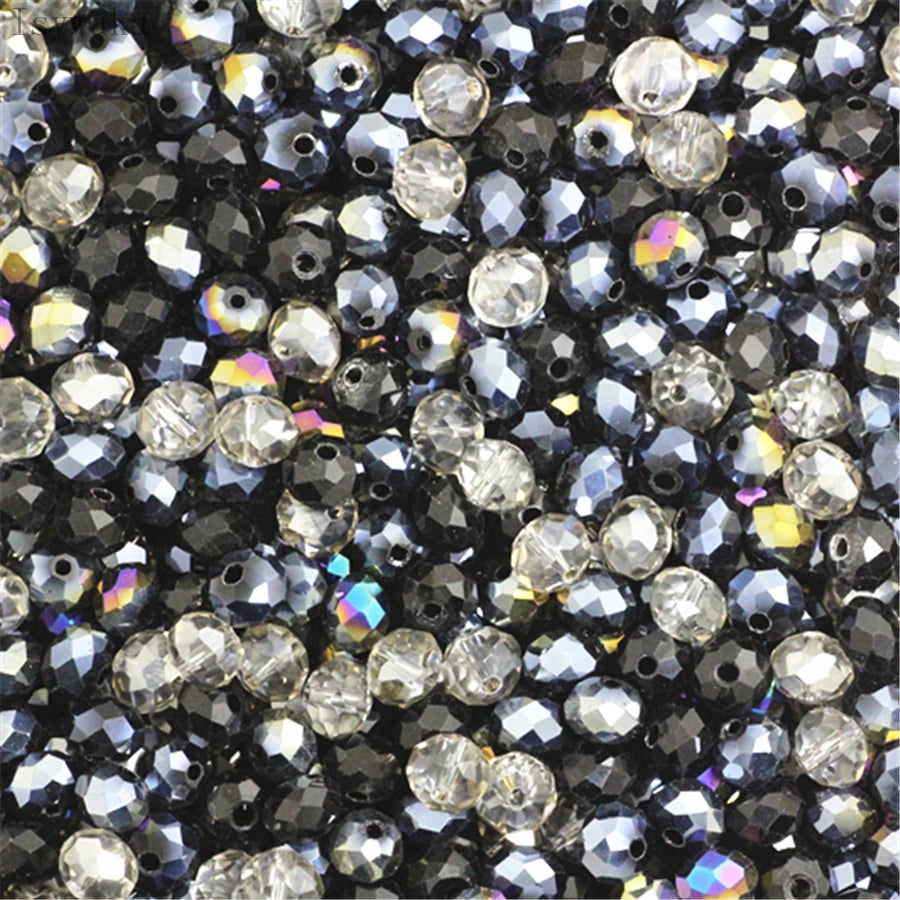Multicolor round crystal glass beads used for jewelry making and spacers