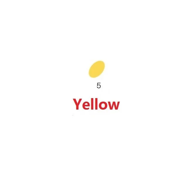 A yellow circle with the number 5 next to the word Yellow.