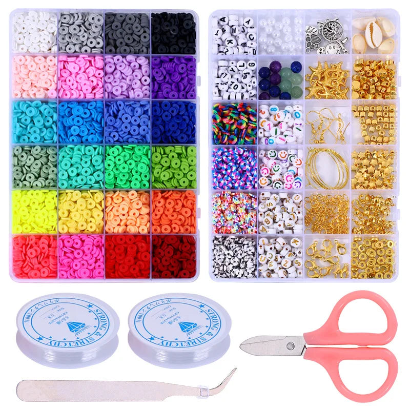 Rainbow Polymer Clay Bead Kit for DIY Jewelry Making