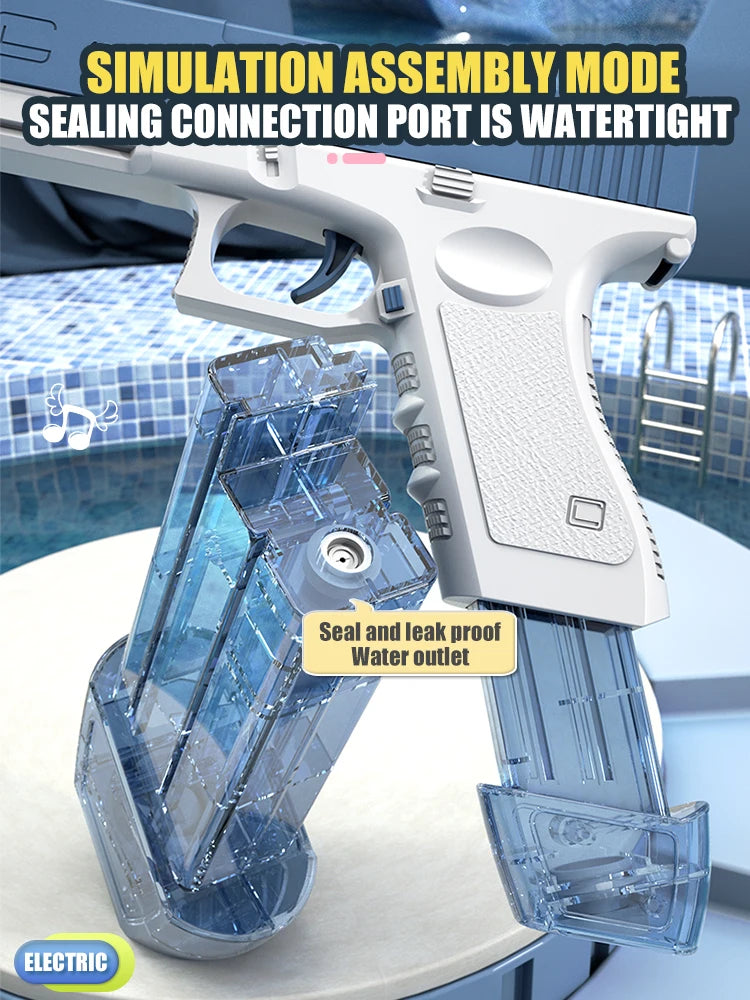 A white simulation assembly model of a sealing connection port on an electric water blaster gun.