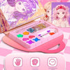A pink craft kit featuring diamond painting, stickers, and a paper book for creating princess designs.