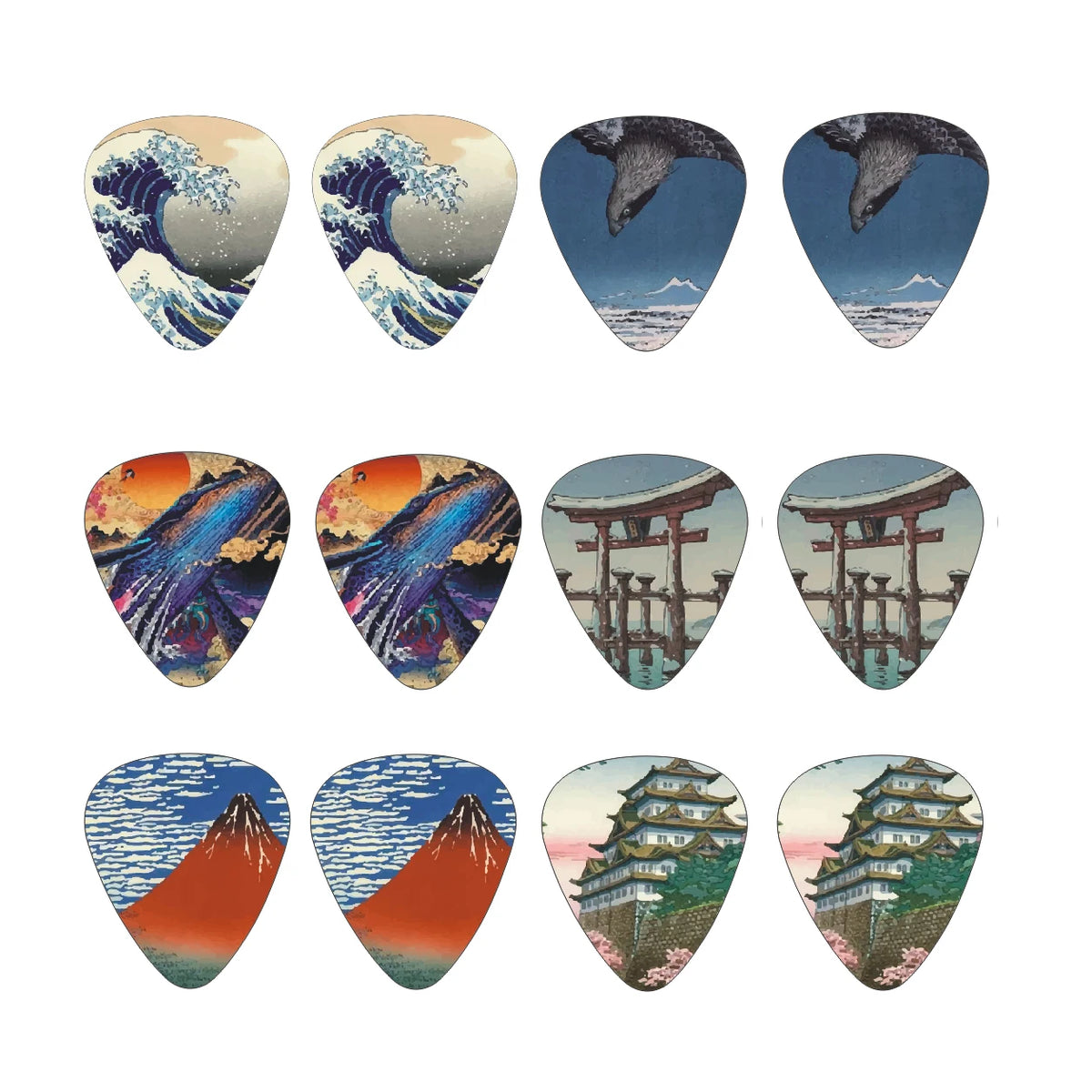 Japanese Culture Themed Guitar Picks Set (12-Pack)