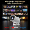 A white P30 Pro Smart Mini Projector is displayed with various streaming service logos below it.