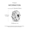 A sterling silver charm bead with a flower design shown in a product information context.