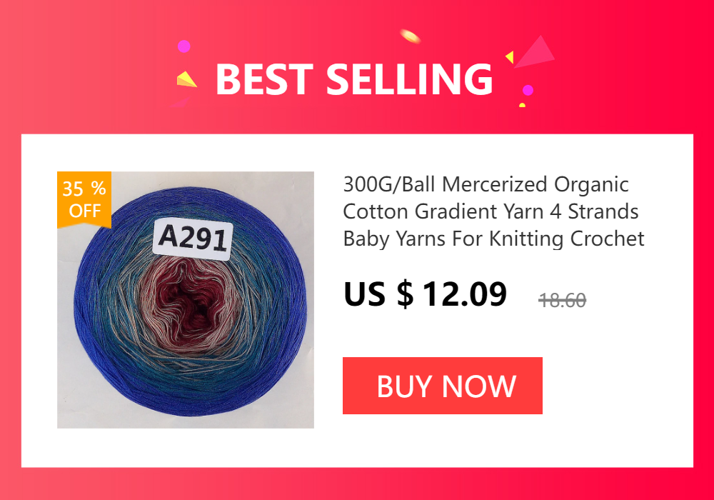 A spool of 300G/Ball Mercerized Organic Cotton Gradient Yarn in blue and pink for knitting or crochet projects.