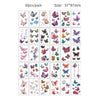 A collection of 30 temporary tattoos featuring various colorful butterfly and floral designs for kids and adults.