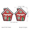 Scarlet red festive Christmas silicone bead shaped like a house with green accents