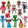 A collection of colorful Poppy Playtime character dolls and figures.