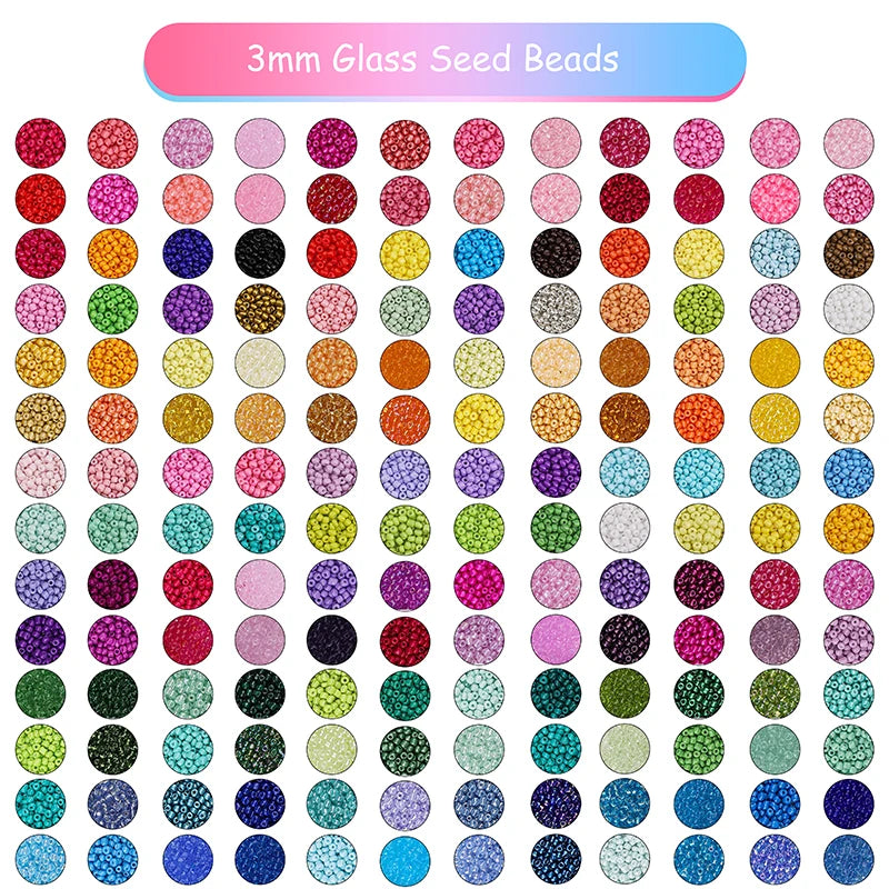 5200+ Glass Rice Beads in 24 Colors for DIY Jewelry Making