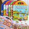 A colorful sticker book featuring vehicles and scenes for kids, with various reusable stickers.