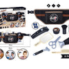 A set of 10 grooming and styling tools for a kids pretend hair salon, including clippers, scissors, brushes, and combs.