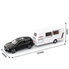 A white diecast metal RV camper truck model with sound and light, shown in profile view.