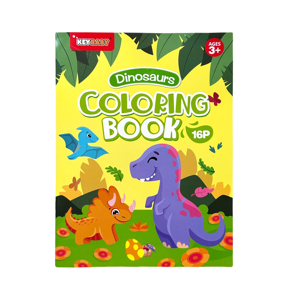 A box of a Dinosaurs Coloring Book for kids featuring various dinosaur illustrations.