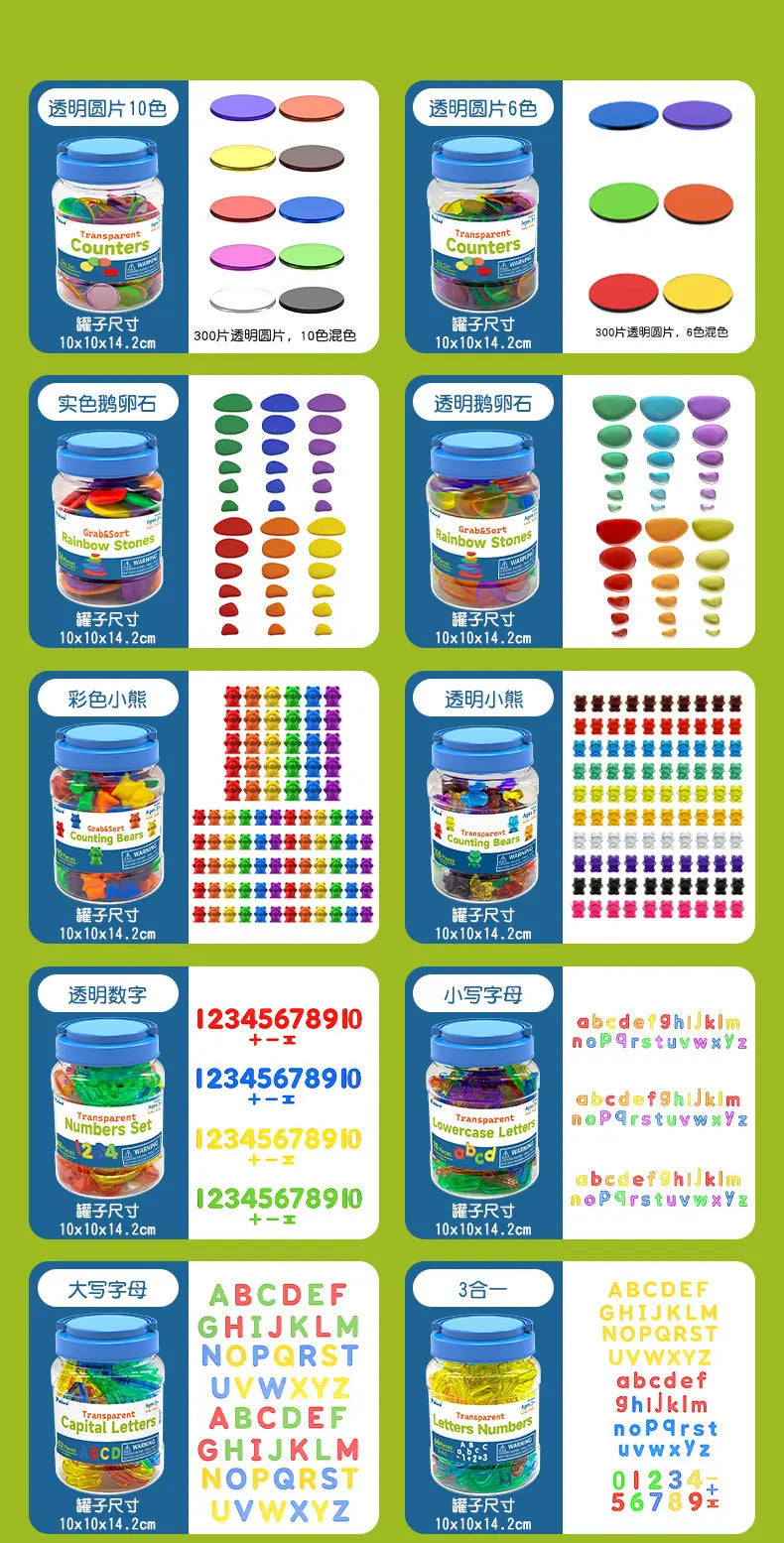 Translucent Colorful Letters & Numbers Set for Sensory Learning