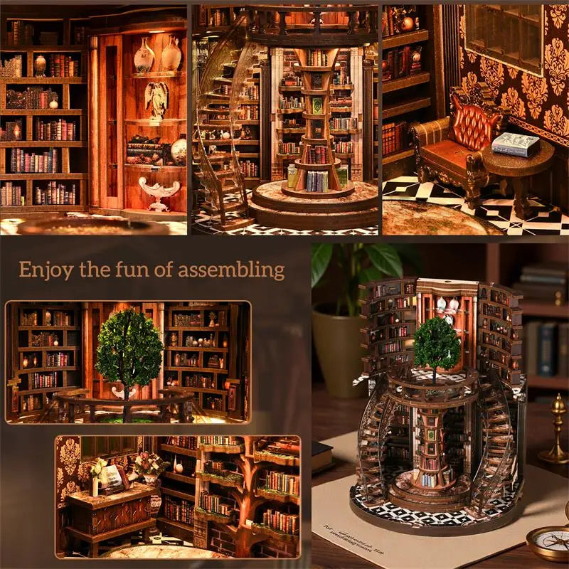 DIY Wooden Book Nook Kit — Miniature Dollhouse 3D Puzzle Bookend