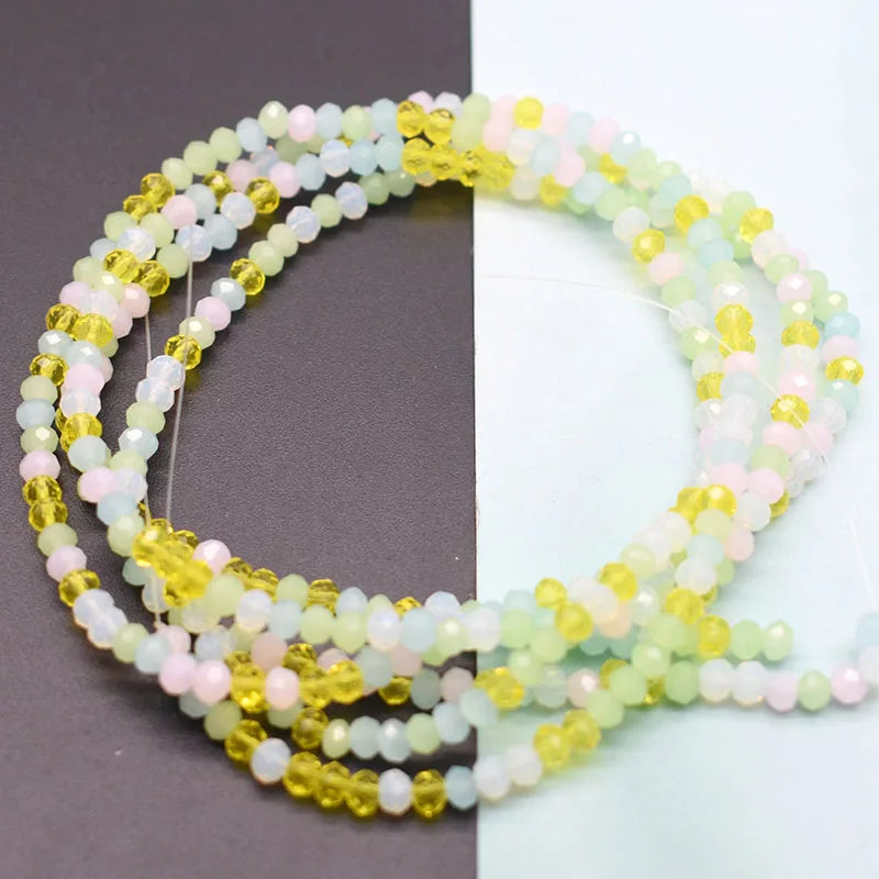 Mixed-Color Rondelle Glass Beads for Jewelry Making
