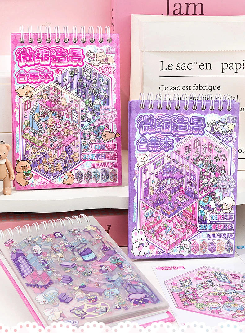 Miniature 3D Scene Stickers for Journaling & Crafting (Set of 30)