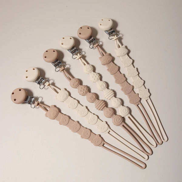 3-in-1 Silicone Pacifier Clip with Adorable Cartoon Animal Design