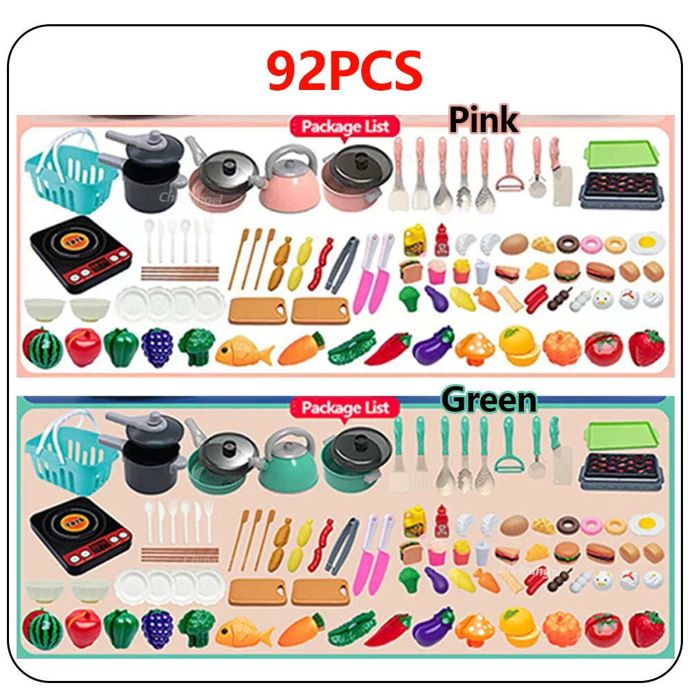 Kids Pretend Play Kitchen Set with Pots and Play Food