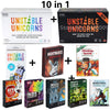 A collection of Unstable Unicorns expansion packs and a 10 in 1 set for the Unicorns card game.