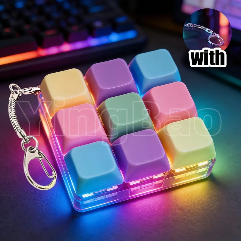 LED Macaron Keyboard Fidget Toy with Keychain