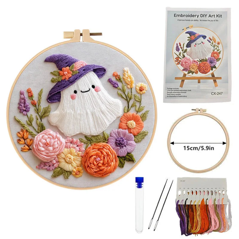 Fall Harvest Pumpkin Embroidery Kit for Adults