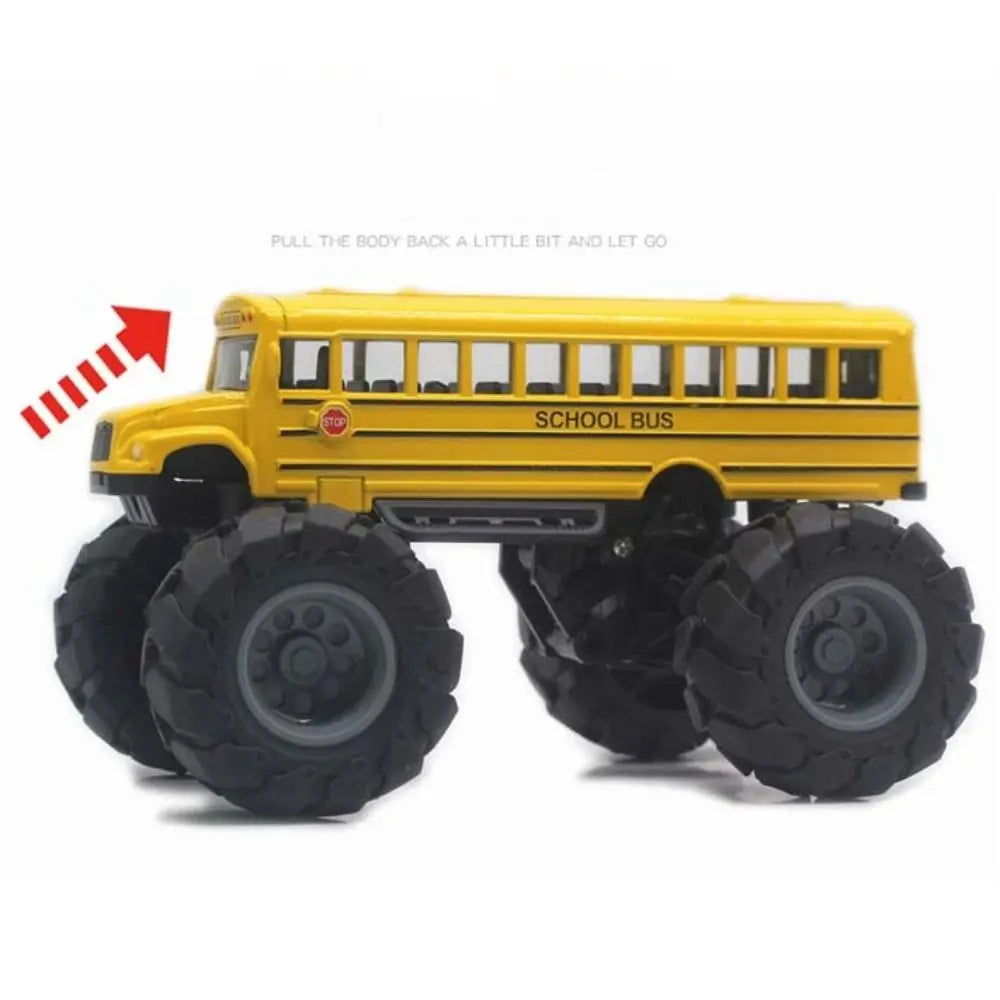 Die-Cast Metal School Bus Pull-Back Toy – 1:43 Scale with Large Wheels