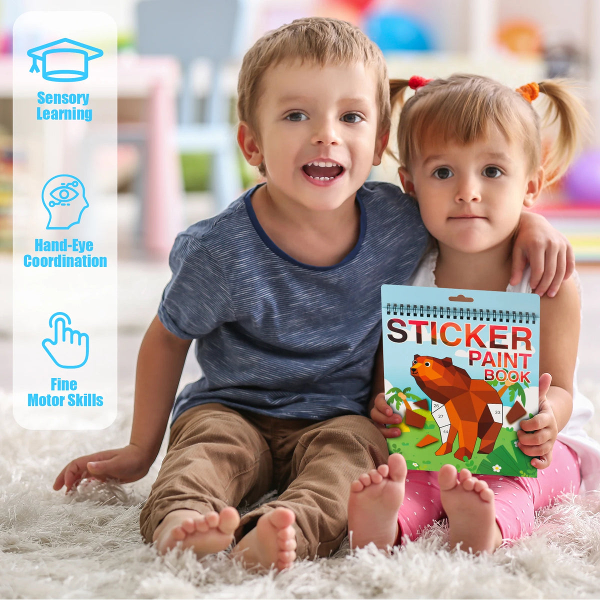 Animal Sticker by Number Book for Kids – 7 Pictures