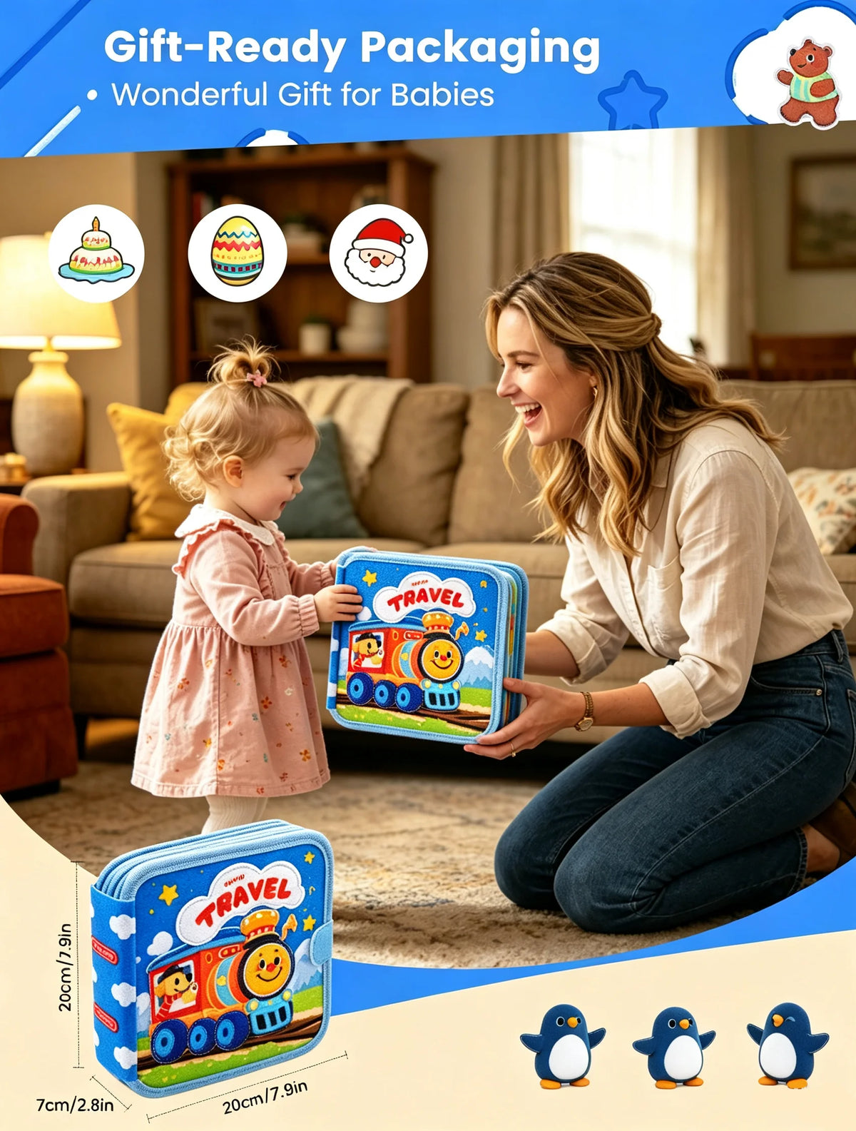 Montessori Quiet Book for Toddlers – Sensory Activity Book for Daily Life Skills