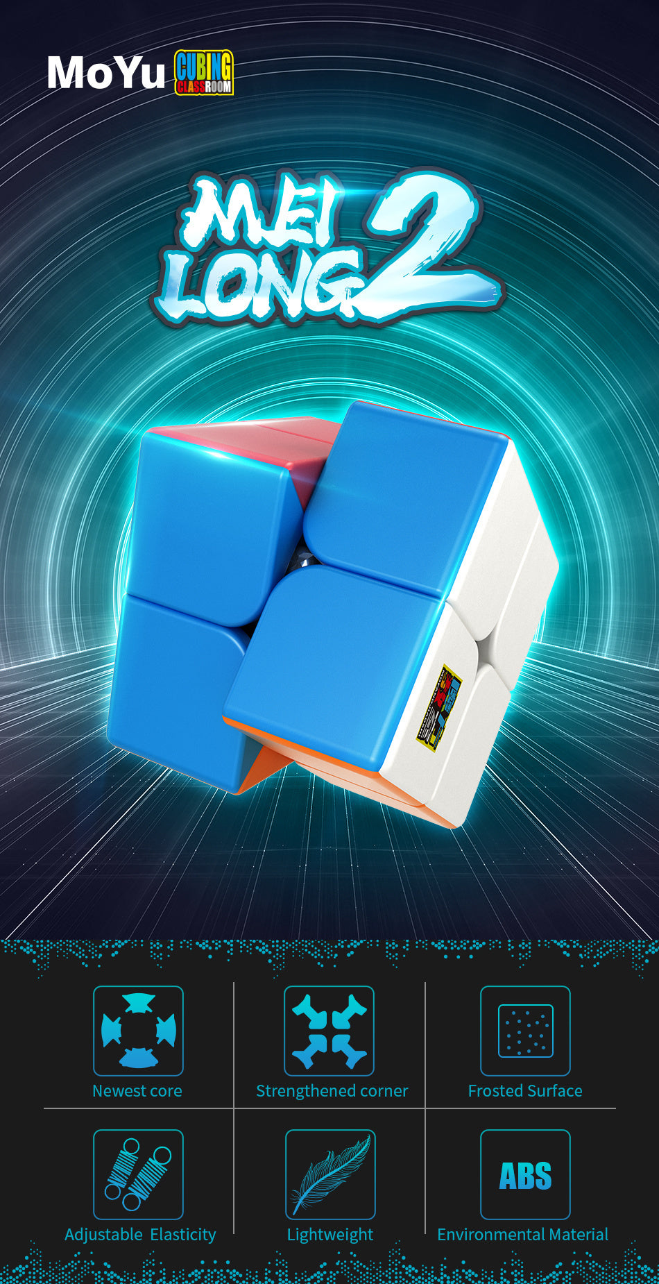 MoYu Meilong 2x2 Speed Cube – Stickerless Puzzle for All Ages