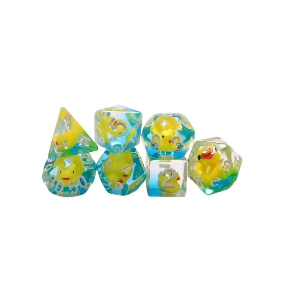 Acrylic Polyhedral Dice Set with Animal Duck Fillers