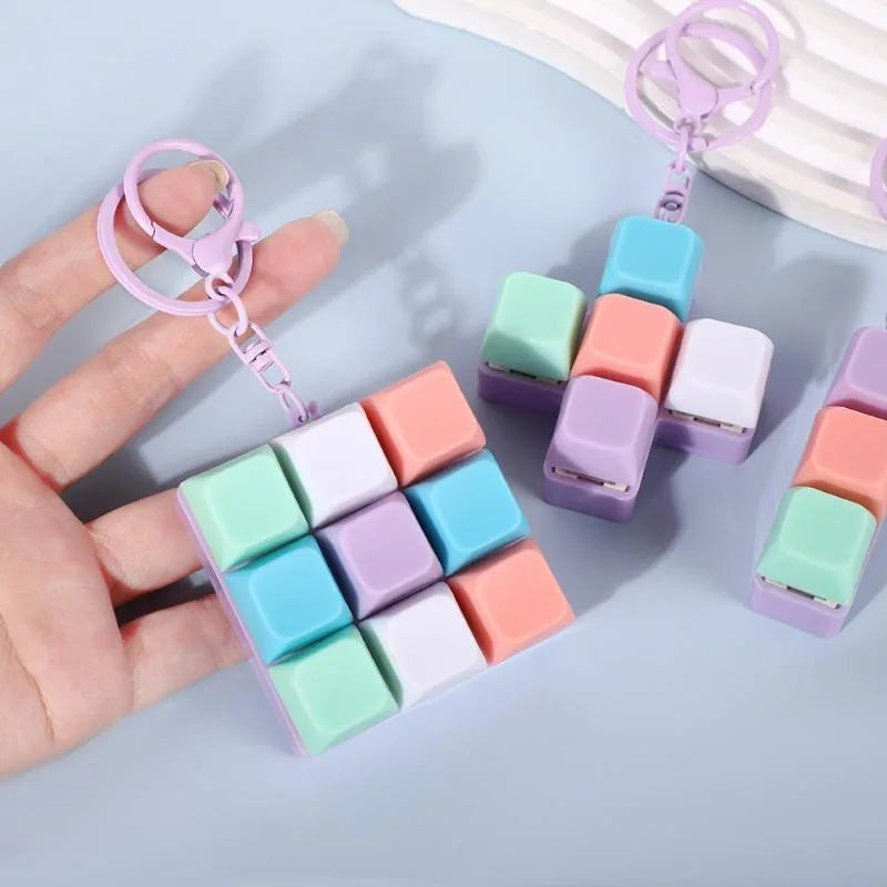 Mini Mechanical Keyboard Fidget Keychain with Clicking Keys
