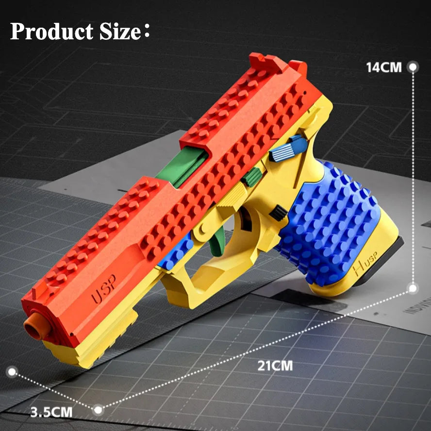 Realistic Building Block Toy Pistol with Shell-Ejecting Action