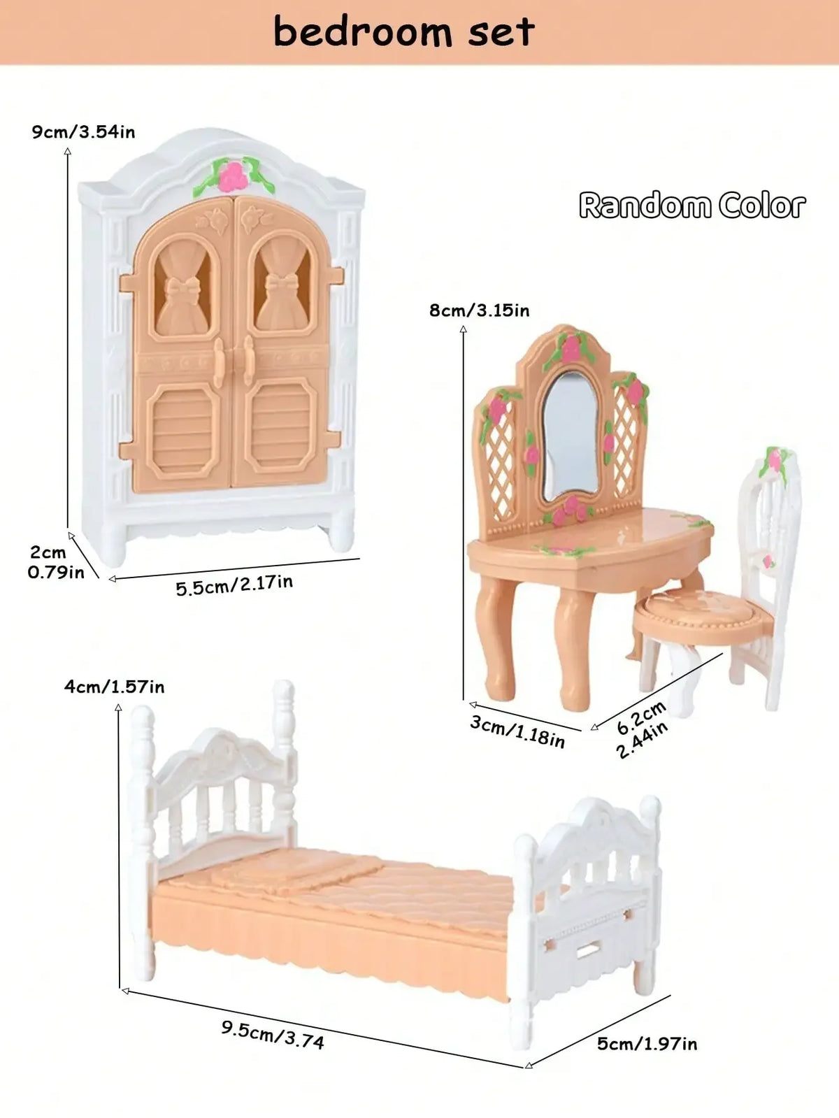 Mini Dollhouse Furniture Set – Bedroom & Kitchen Playset for Kids