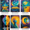 A set of intuitive oracle cards featuring celestial and spiritual imagery for divination and reflection.