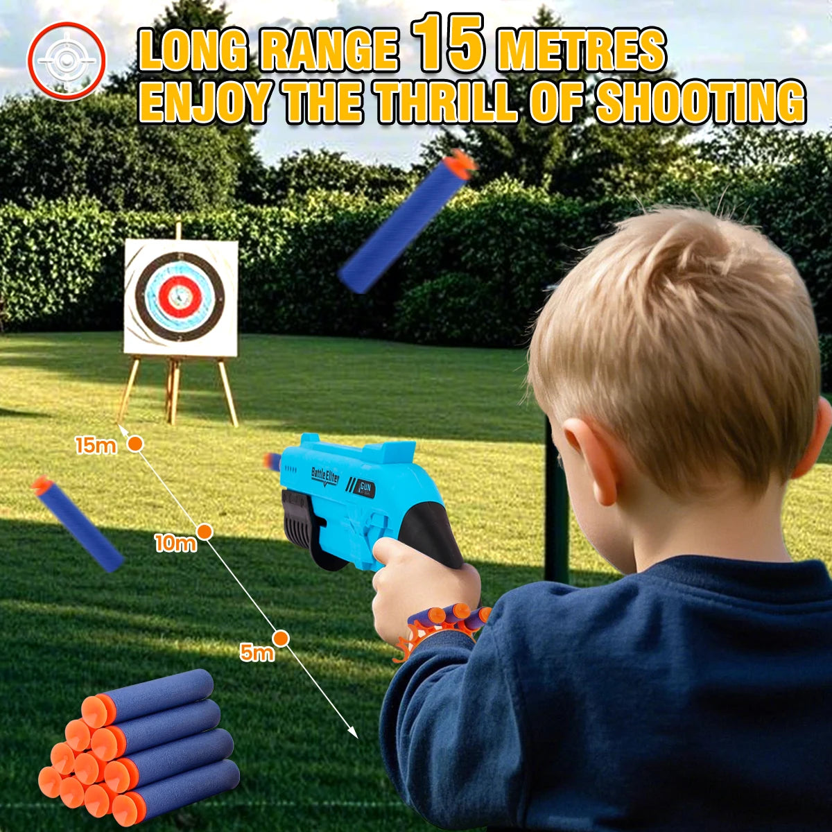Kids Dual-Handle Foam Dart Blaster – Safe Outdoor Battle Toy