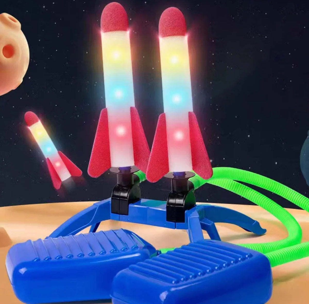 Glowing Stomp Rocket Launcher for Kids – Outdoor Step-to-Launch Toy with Soft Foam Tip