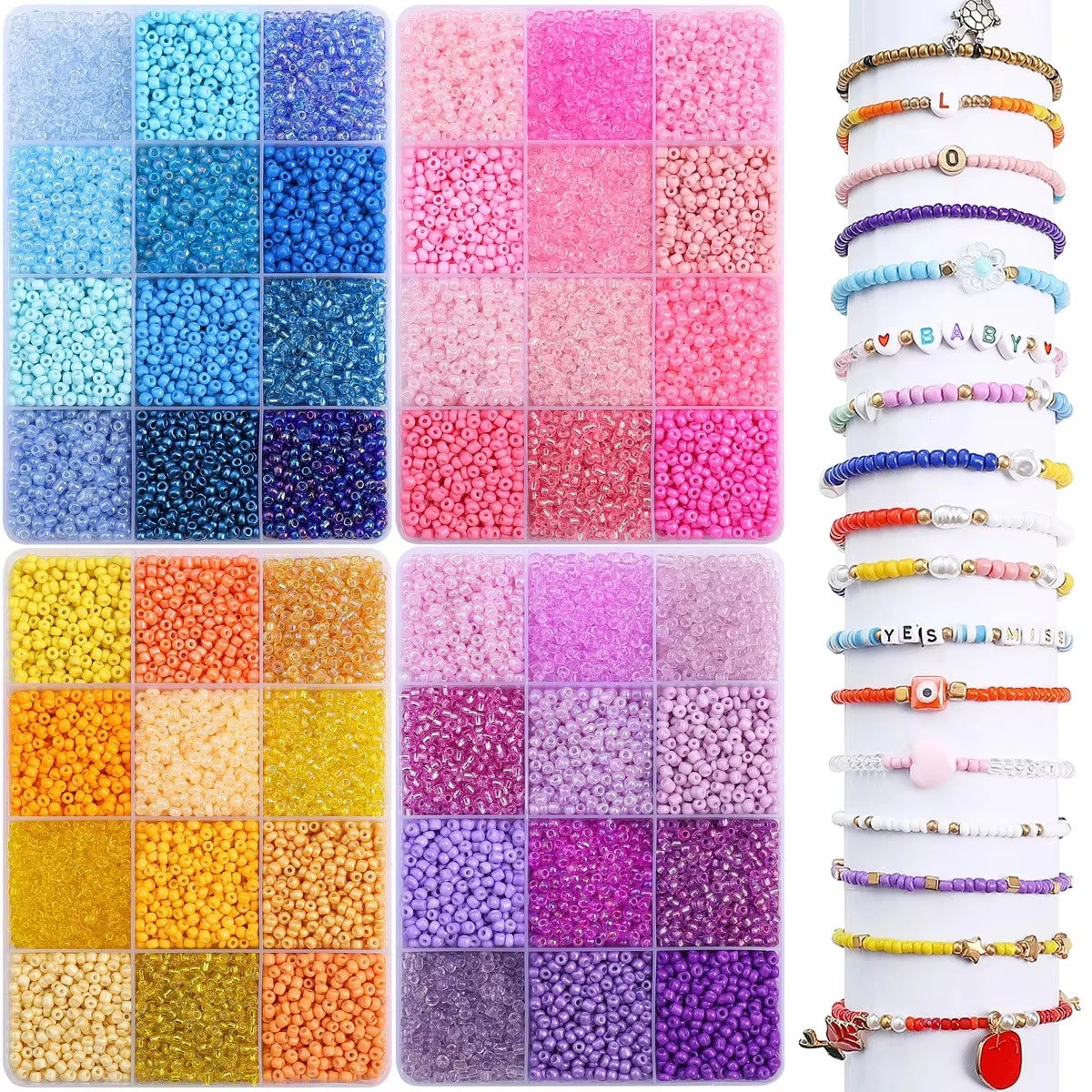 Glass Seed Beads Craft Kit with Organizer Box