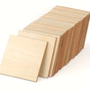 A stack of ten unfinished light wood squares or thin planks for crafting.