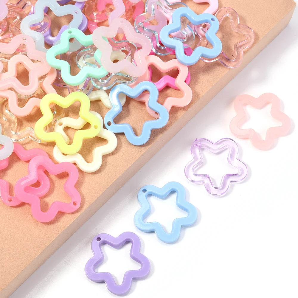 Colorful Acrylic Star Pendants for DIY Jewelry Making & Keychains