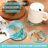 DIY Diamond Painting Coaster Kit with Holder – 8 Floral Resin Coasters